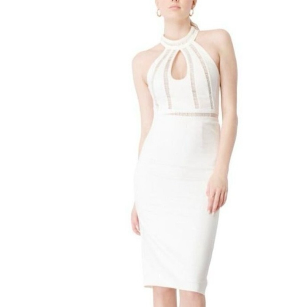 Bardot Mirela Midi Sheath Dress White Womens 4 Small